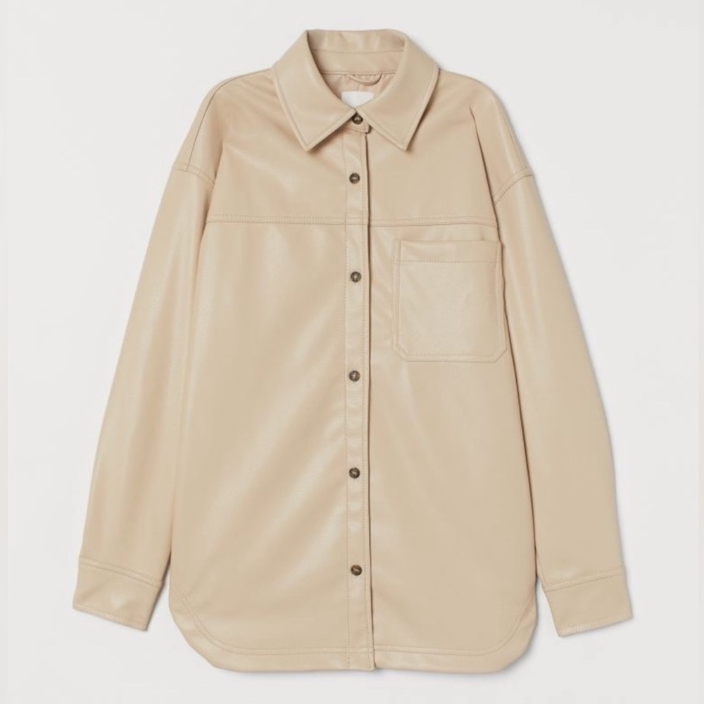 Vegan Leather Button Down Shirt/Jacket